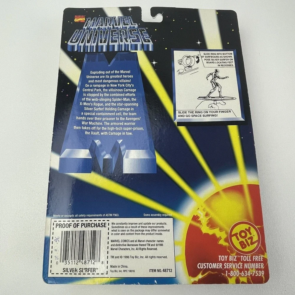 Marvel Universe Silver Surfer Space Surfing Action Figurine Toy Biz 1996 Sealed